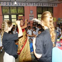 my friend and i in the school teaching 